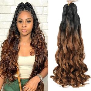 🌶️👑 YUUYEE 8 packs Ombre Brown Wavy Hair Extensions